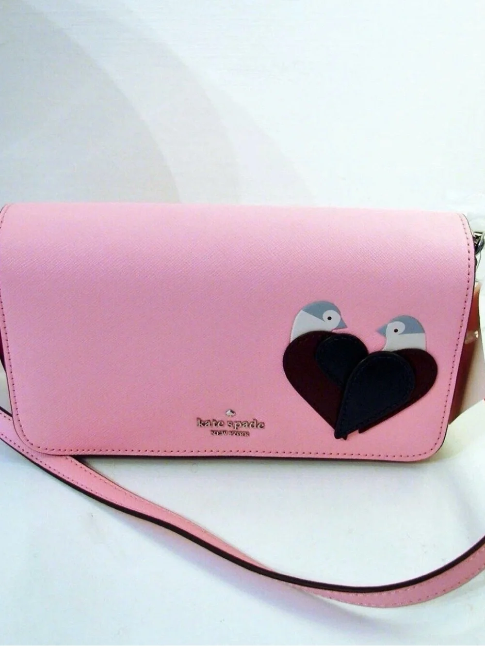 KATE SPADE LOVE BIRDS FLAP CROSSBODY BAG NEON PEONY NWT